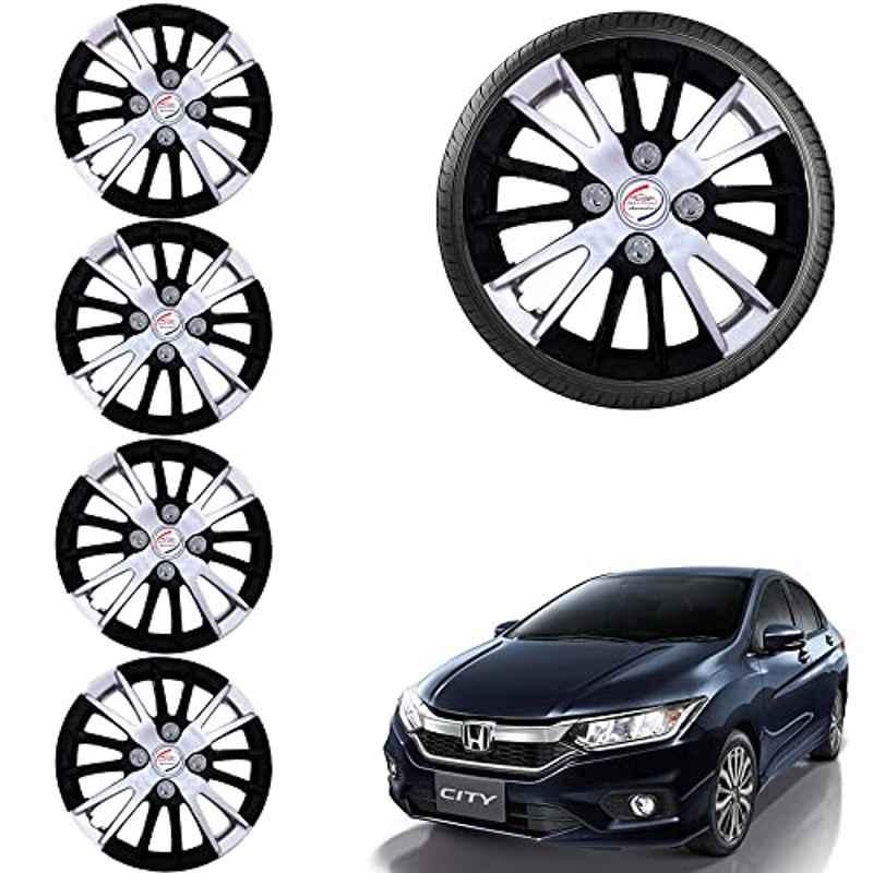 Auto Pearl 4 Pcs 15 inch ABS Black & Grey Car Wheel Cover Set for Honda City 2017