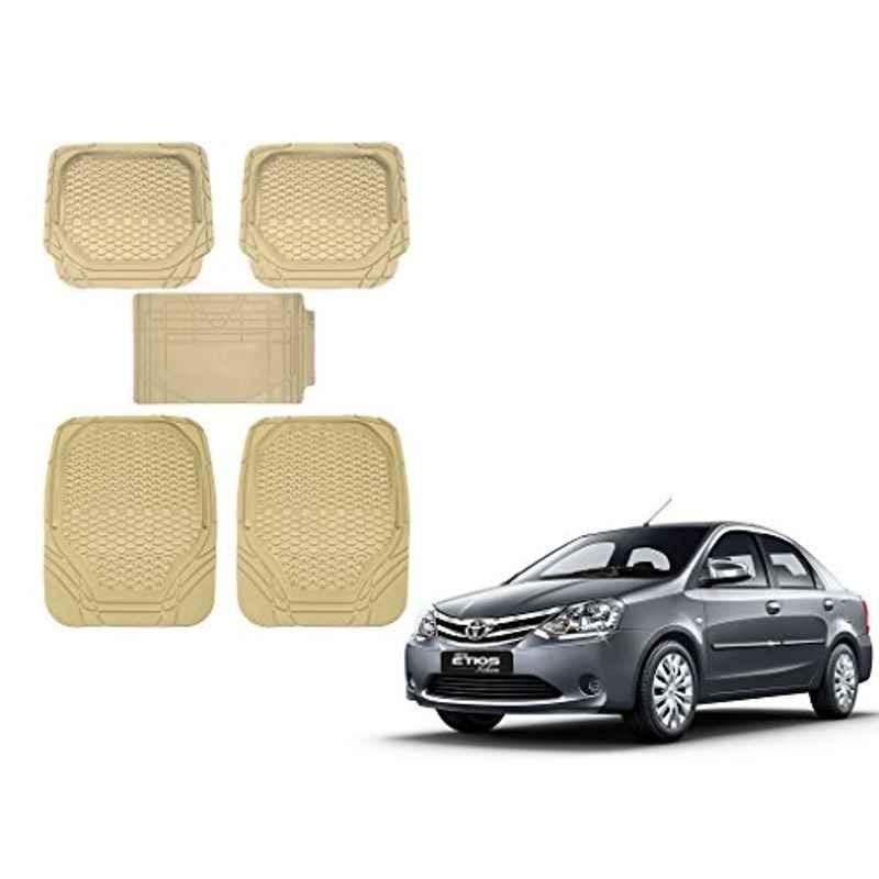 Kozdiko 5 Pcs 8855TW Beige Car Foot Mat Set for Toyota Etios, koz_39421