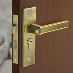 Plantex Heavy-Duty Door Lock Set Main Door Lock Handle Set/Mortise Lock with 3 Keys, Brass Lock Body & Cylinder 8126 Antique Brass & PVD Gold