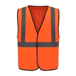 Noble 120 GSM Premium Quality Polyester Orange Safety Jacket with 2 inch Reflective Tape, SJ120-1 (Pack of 50)