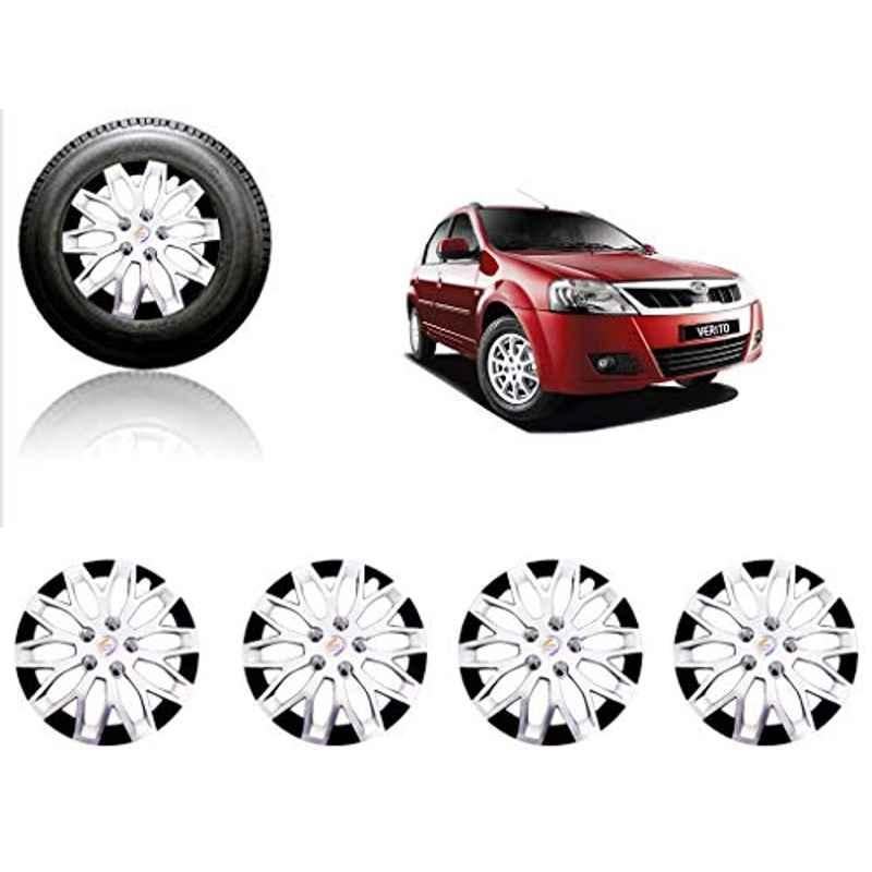 Auto Pearl 4 Pcs 14 inch ABS Silver & Black Car Wheel Cover Set for Mahindra Varito