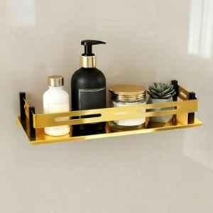 Plantex Stainless Steel Bathroom Shelf/Kitchen Wall Mounted Shelf/Shelf for Washroom/Premium Bathroom Organizer 12x5 inch Gold