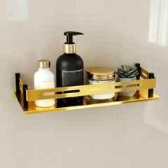 Plantex Stainless Steel Bathroom Shelf/Kitchen Wall Mounted Shelf/Shelf for Washroom/Premium Bathroom Organizer 12x5 inch Gold