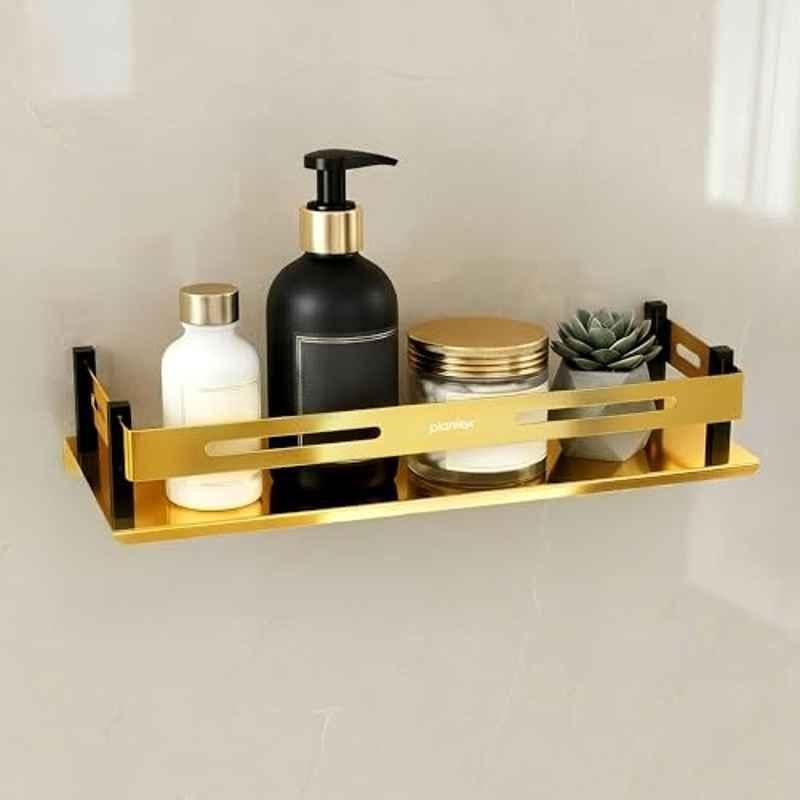 Plantex Stainless Steel Bathroom Shelf/Kitchen Wall Mounted Shelf/Shelf for Washroom/Premium Bathroom Organizer 12x5 inch Gold