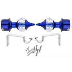 Ojass 10x4cm Stainless Steel Blue Cristal Curtain Bracket with Support Clamp, SCB04SBLUE (Pack of 4)