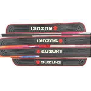 SureStrive 4 Pcs PVC & Rubber Black Car Door Sill Plate Set for Maruti Suzuki All Model