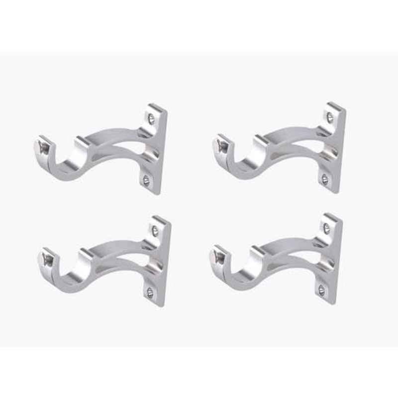Nixnine Fancy Aluminium Silver Finish Curtain Rod Support, ALU_AL-965_4PS (Pack of 4)