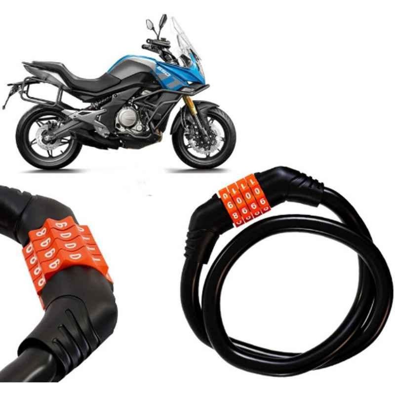 Auto Pearl Black & Orange 4 Digit Anti-Theft Combination Number Lock for 650MT