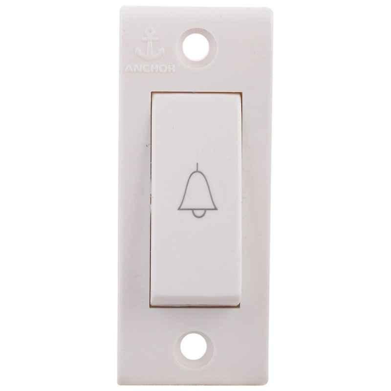 Anchor Penta Deluxe 6A Bell Push White Switch, 14113, (Pack of 30)