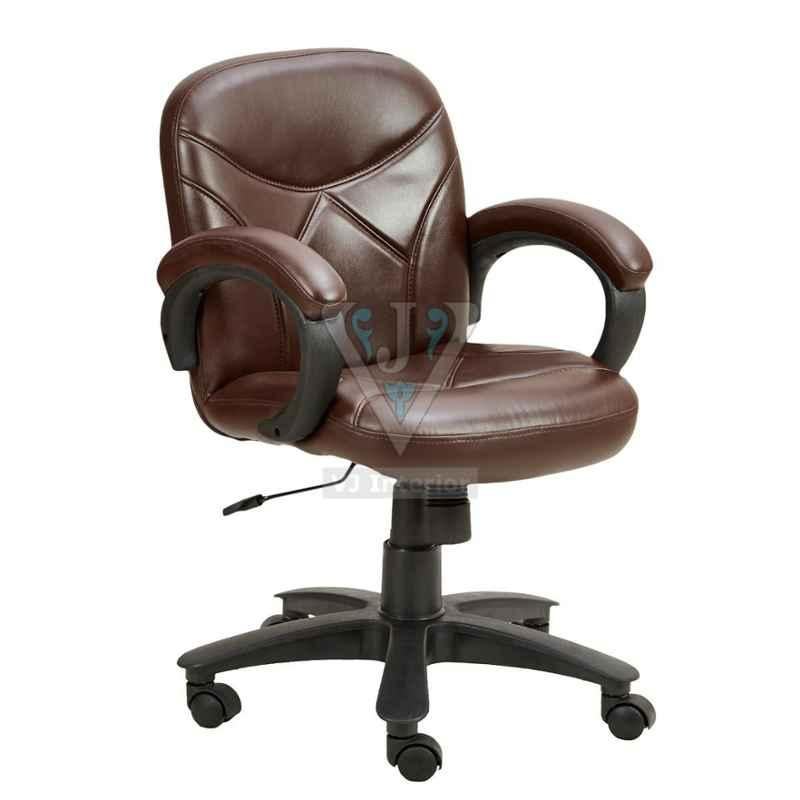 VJ Interior 18x17 inch Brown Low Back Leather Revolving Office Chair, VJ-1404