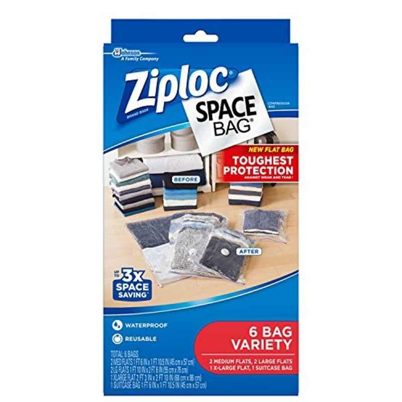 Ziploc Transparent Flat Space Bag, 31810704052 (Pack of 6)