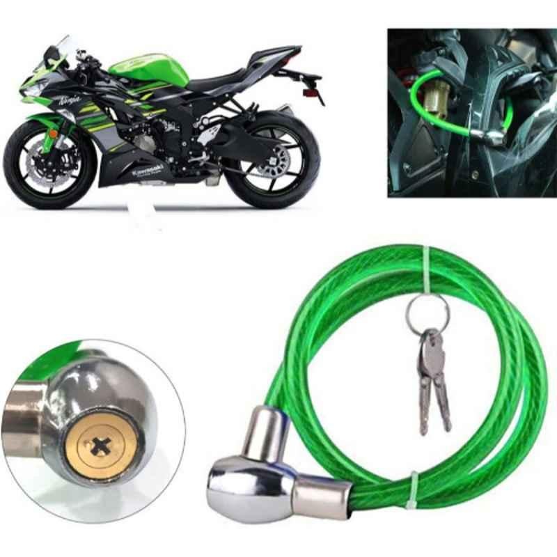 Auto Pearl PVC & Plastic Green Heavy Duty Cable Lock for Ninja ZX-6R BS6, 347