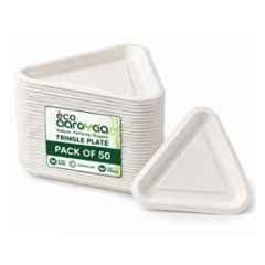 Eco Aaroyaa Bagasse Triangle Disposable Plates (Pack of 50)