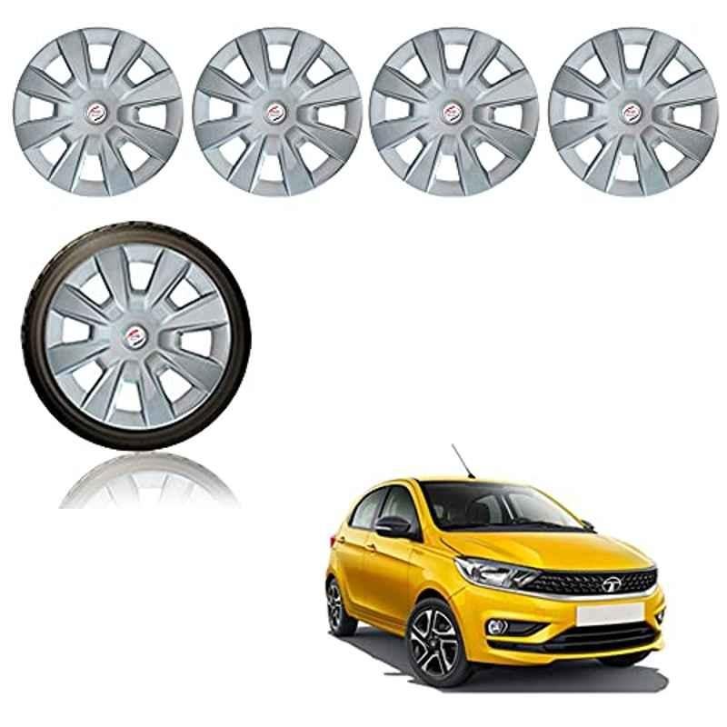 Auto Pearl 4 Pcs 14 inch ABS Silver Car Wheel Cover Set for Tata Tiago 2020 �XT & XZ