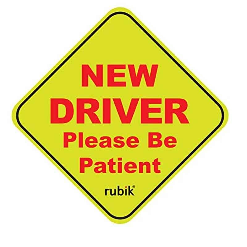 Rubik 38.1x38.1x0.03cm Yellow & Red Magnetic New Driver Please Be Patient Car Sign, NDM-03