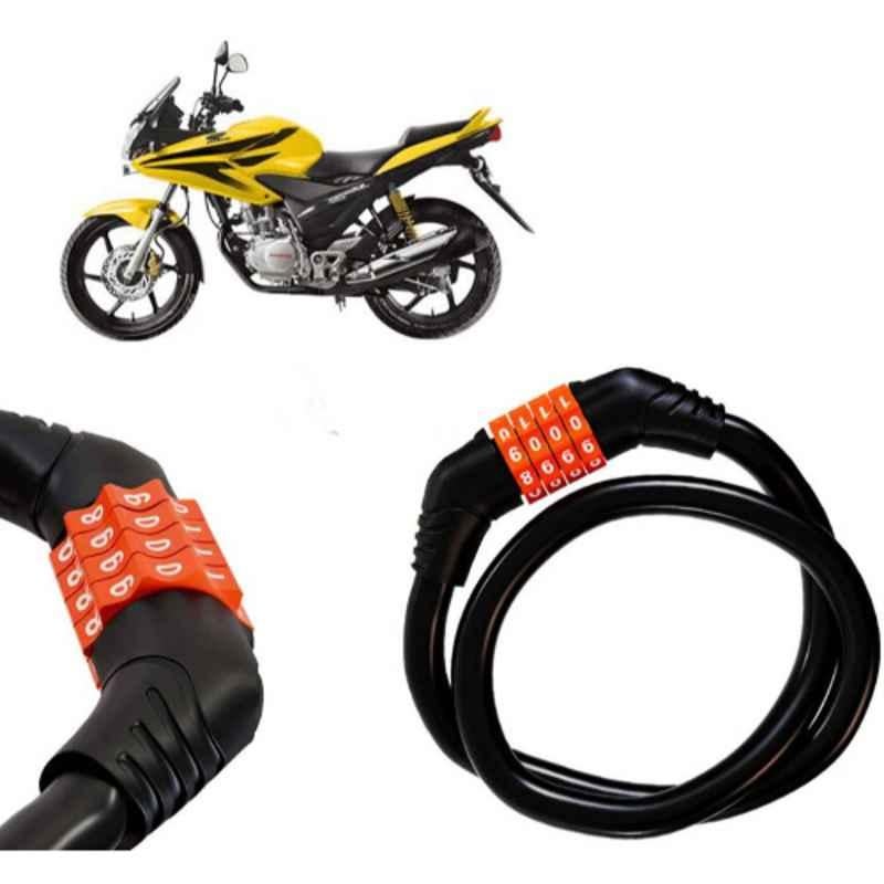 Auto Pearl Black & Orange 4 Digit Anti-Theft Combination Number Lock for CBF 1000