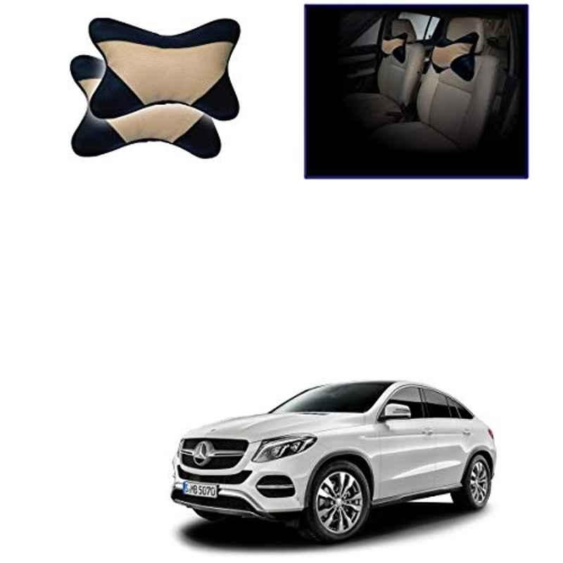Kozdiko 2 Pcs Beige & Black Car Neck Rest Cushion Pillow Set for Mercedes Benz GlE-Couple