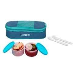 Carrolite 400ml Blue & Cyan Plastic Lunchbox, Syan_P-19 (Pack of 3)
