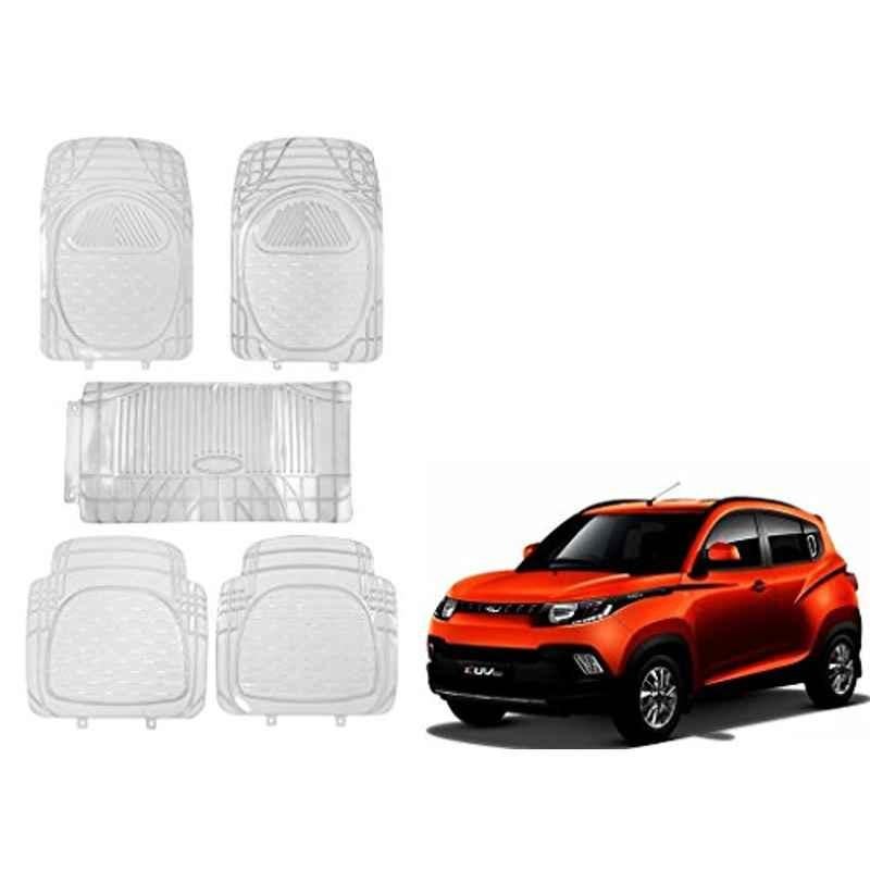 Kozdiko 5 Pcs 6205 Rubber & PVC Clear Car Foot Mat Set for Mahindra KUV100 KUV 100