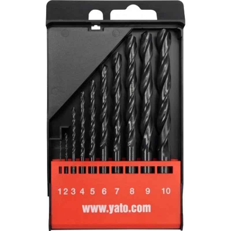 Yato 10 Pcs 1-10mm HSS Twist Drill Bit Set, YT-4461
