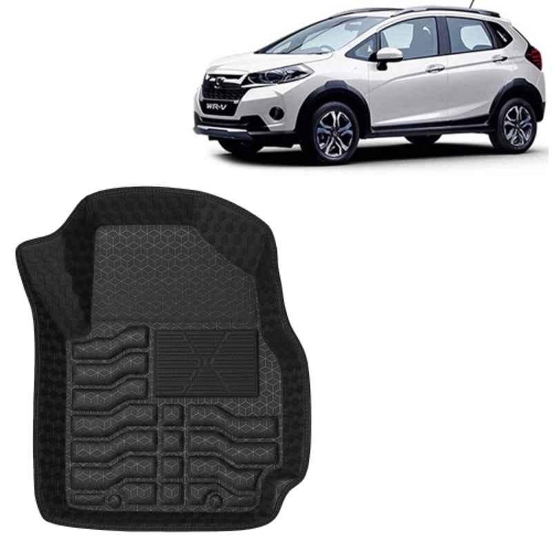 Kingsway 3 Pcs Premium 4.5D 100% Waterproof Tray Shape PVC Black Car Floor Mat Set for Honda WRV 2017 to 2019 All Model