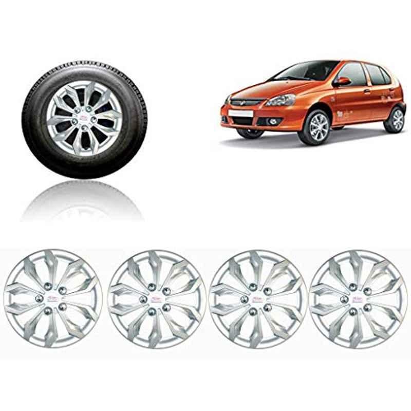 Auto Pearl 4 Pcs 13 inch ABS Silver Car Wheel Cover Set for Maruti Suzuki Indica
