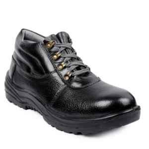 JK Steel JKPSF140BLK Leather Steel Toe Black Work Safety Shoes, Size: 7
