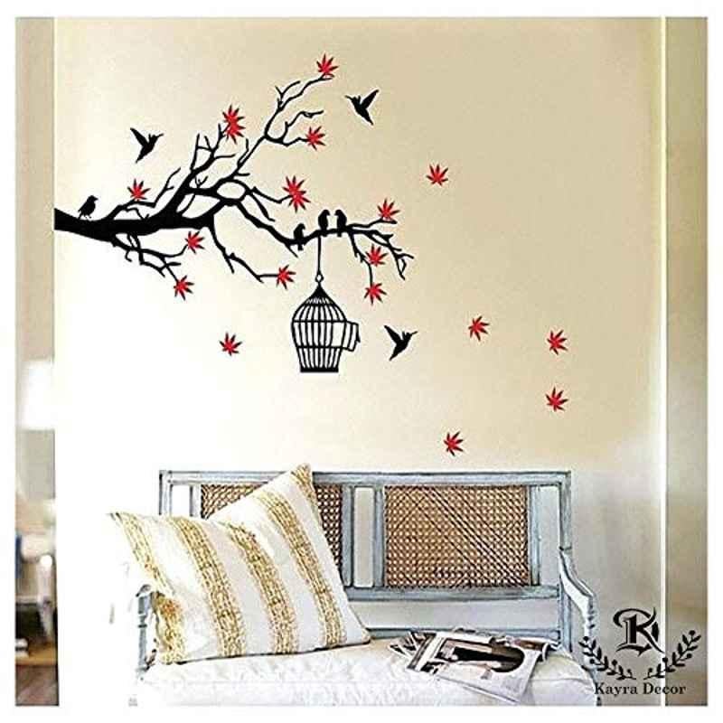 Kayra Decor 98x70 inch Vinyl Latest Tree Branch with Cage Wall Design Stencil, KDS90014