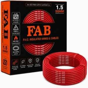FAB 1.5 Sqmm Single Core Red FR PVC CCS Copper Insulated House Wire, Length: 91 m