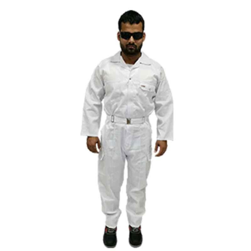Taha Twill White Coverall Size: M