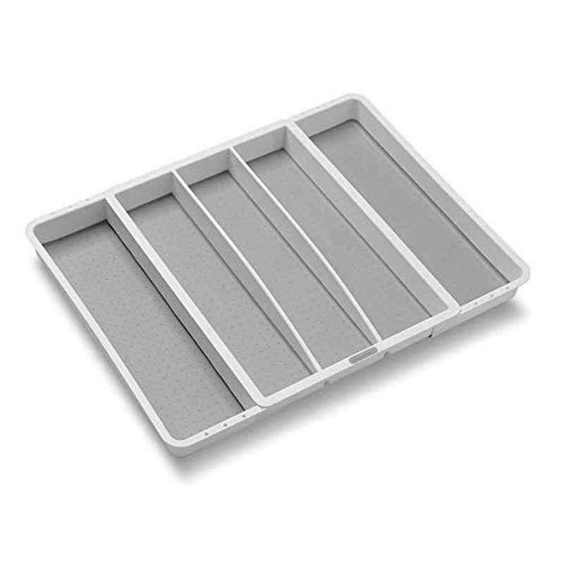 Madesmart Classic Plastic White Expandable Utensil Tray