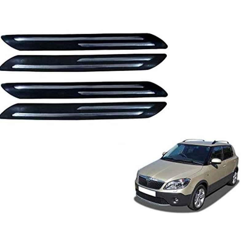 Kozdiko 4 Pcs Double Chrome Bumper Protector Black Set for Skoda Fabia