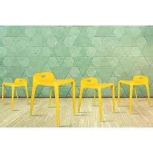 Rose Mars 4 Pcs Plastic Yellow Chair Set without Arm for Cafe, Dining, Restaurant & Banquet