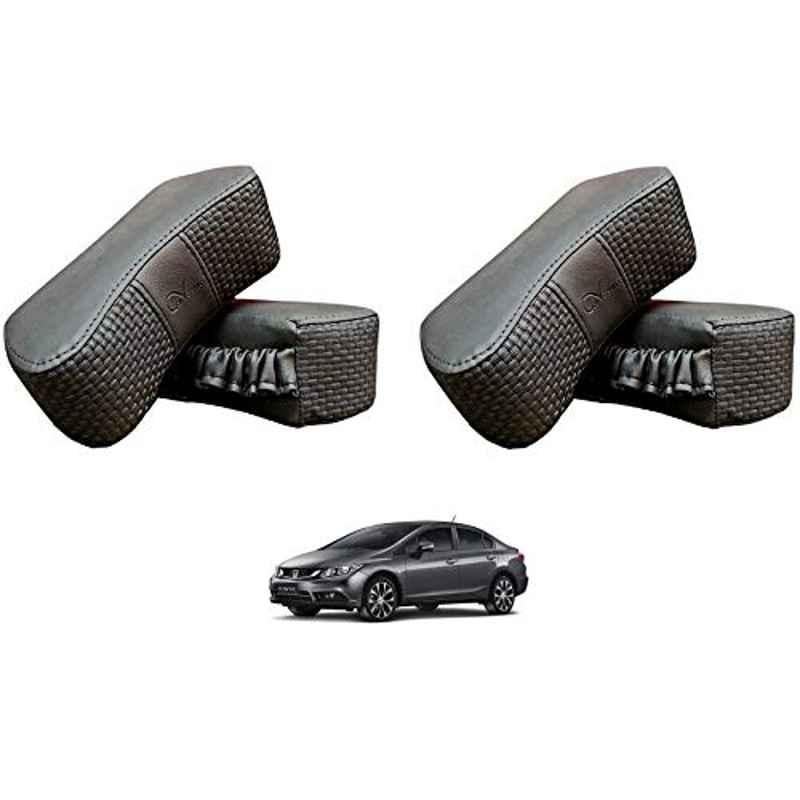 Kozdiko 4 Pcs CV Designer Grey Leatherite Neck Rest Car Cushion Pillow Set for Honda Civic