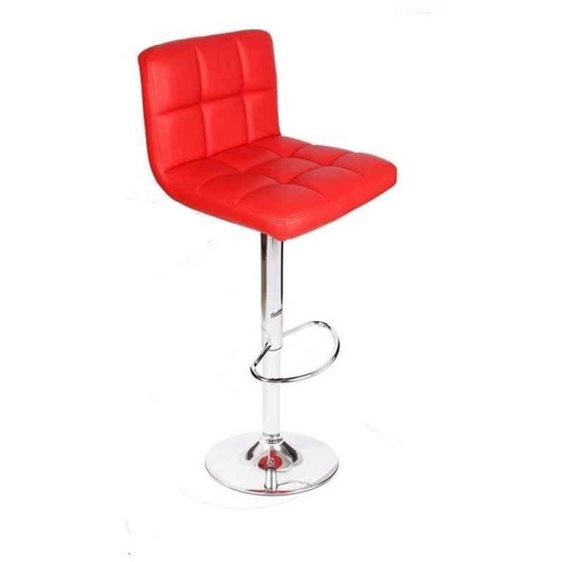Chair Garage PU Leatherette Red Adjustable Height Bar Stool, CG09 (Pack of 2)