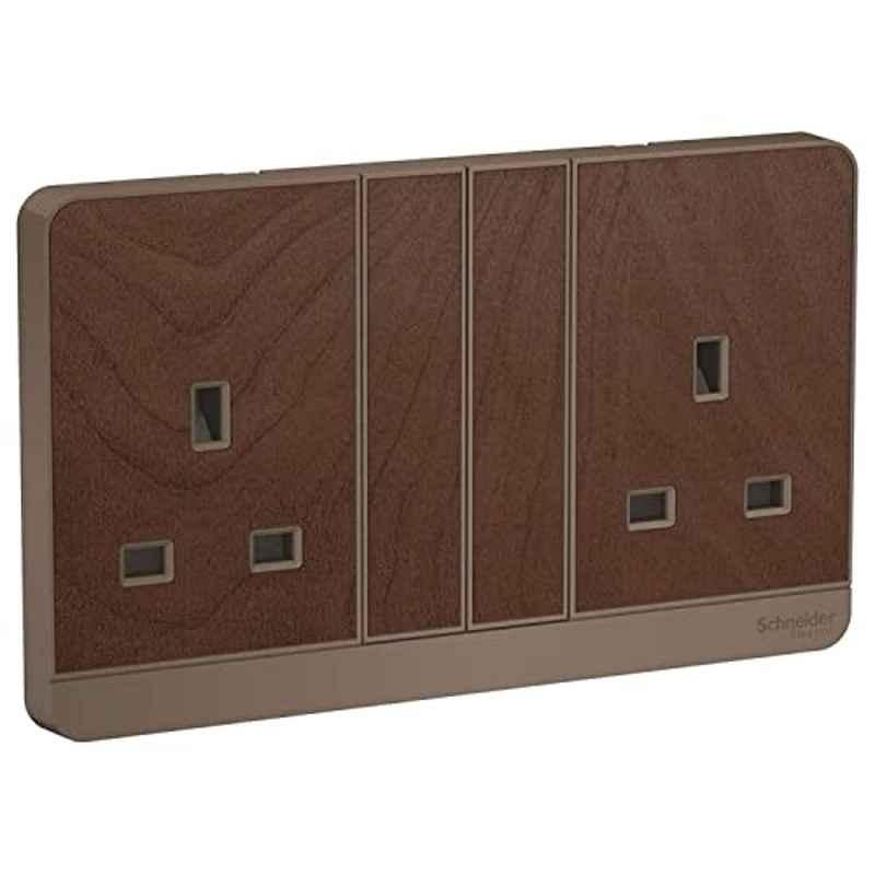 Schneider AvatarOn 13A 250V Wood Double Switch Socket 3P With Shutter