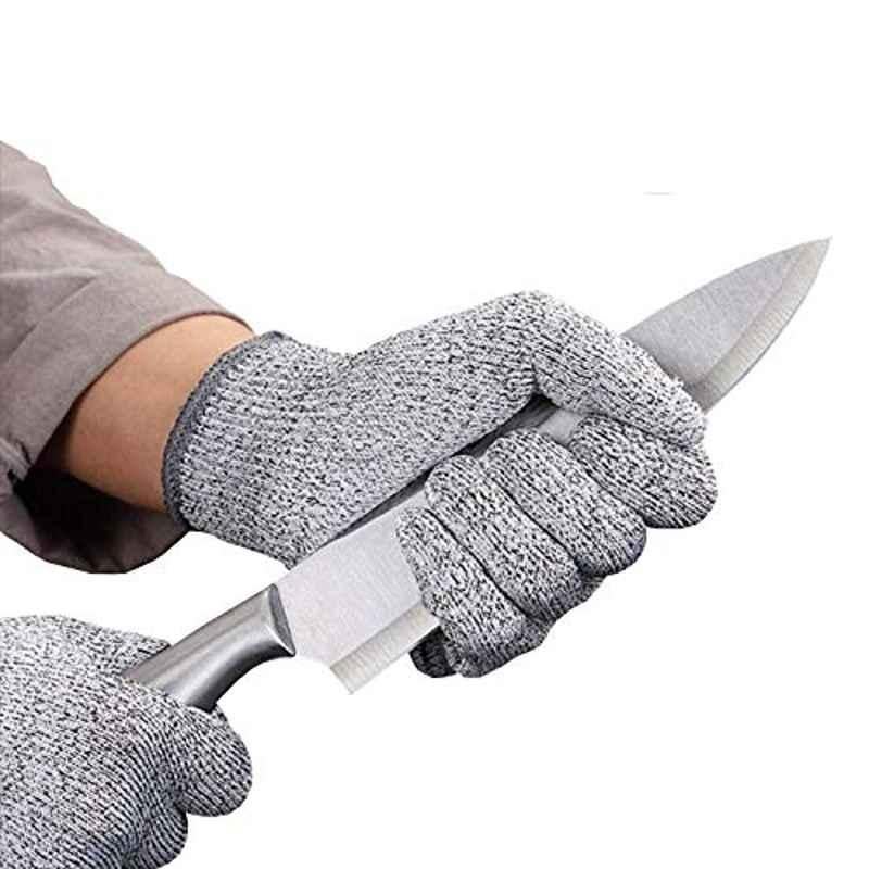 Stainless Steel Mesh Grey Safety Cut Proof Butcher Gloves, Size: Free