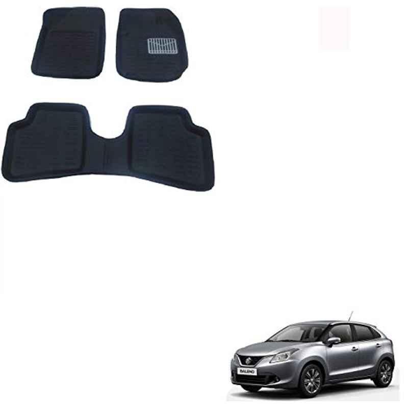 Kozdiko 3 Pcs 4D Black Car Foot Mat Set for Maruti Baleno, koz_26482
