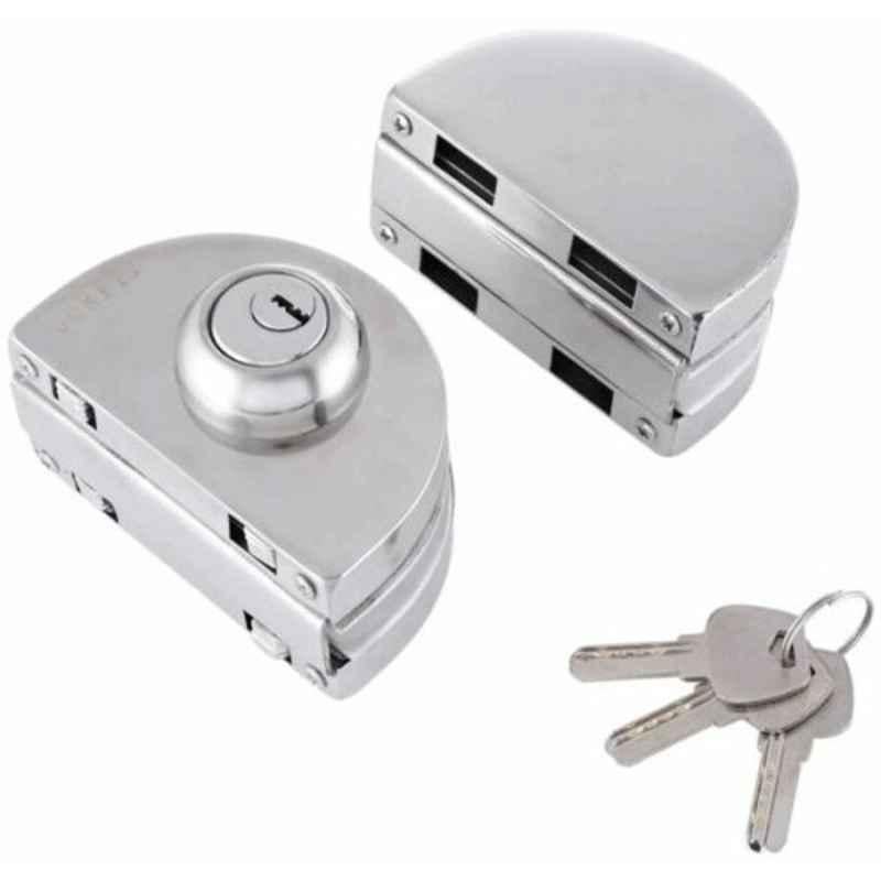 Dorfit Silver Stainless Steel Center Glass Door Lock, DT010