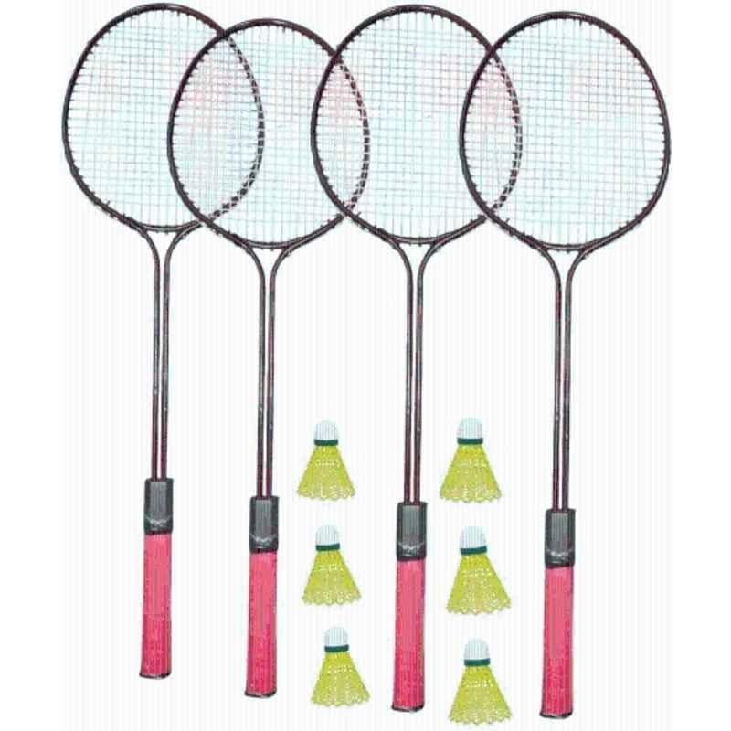 STYRKR Alloy Steel Multicolour Scratch less R-200 Badminton Racquets Set of 4 with Shuttlecock Badminton Kit