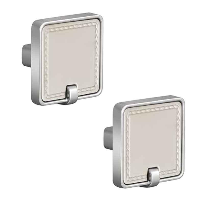 Plantex Knobs for Drawers/Drawer Knobs/Square Knob for Cabinets/Pull-Push Knob for Kitchen/Bedroom/Drawer (Pack of 2) Satin Steel & Chrome