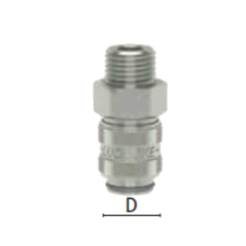Ludecke ESMN18AO G1/8 Straight Through Mini Quick Plated Male Thread Connect Coupling