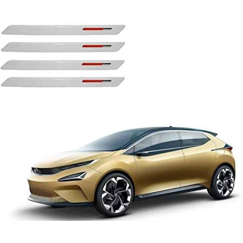 Kozdiko 4 Pcs White & Red Designer Car Bumper Protector Set for Tata 45X