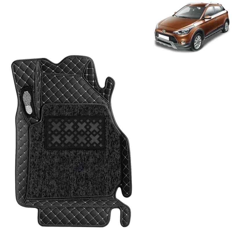 Kingsway 3 Pcs Premium 7D 100% Waterproof & Washable PU Leatherette Classic Black Car Floor Mat Set for Hyundai i20 Active 2015 to 2020 All Model