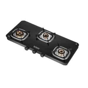 Hindware Apex 3B Glass Top Cooktop with 3 Brass Burner & Manual Ignition, CT 100245