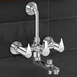 Plantex Pure Brass 3-in-1 Wall Mixer for Bathroom/Mixer L-Bend Provision for Overhead & Hand Shower/Bathroom Mixer 3-in-1 with Shower-7 Year Warranty Plantex (Chrome)