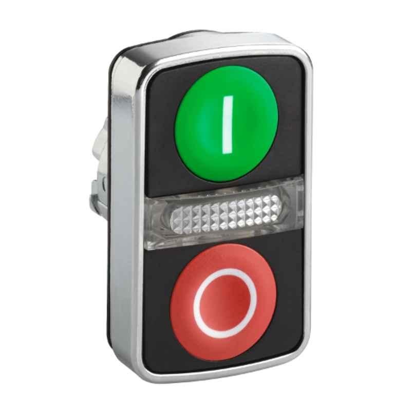 Schneider 22mm Round Green/Red Flush Illuminated Double Headed Push Button with Marking, ZB4BW7A3741