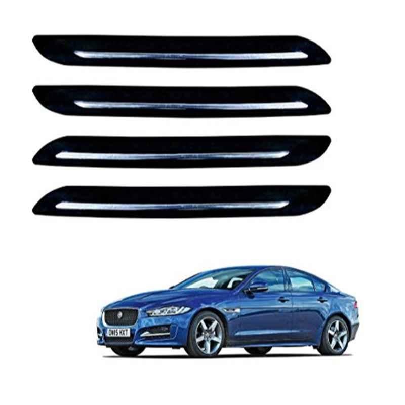Kozdiko 4 Pcs PVC Black Car Bumper Protector Set with Chrome Strip for Jaguar XE