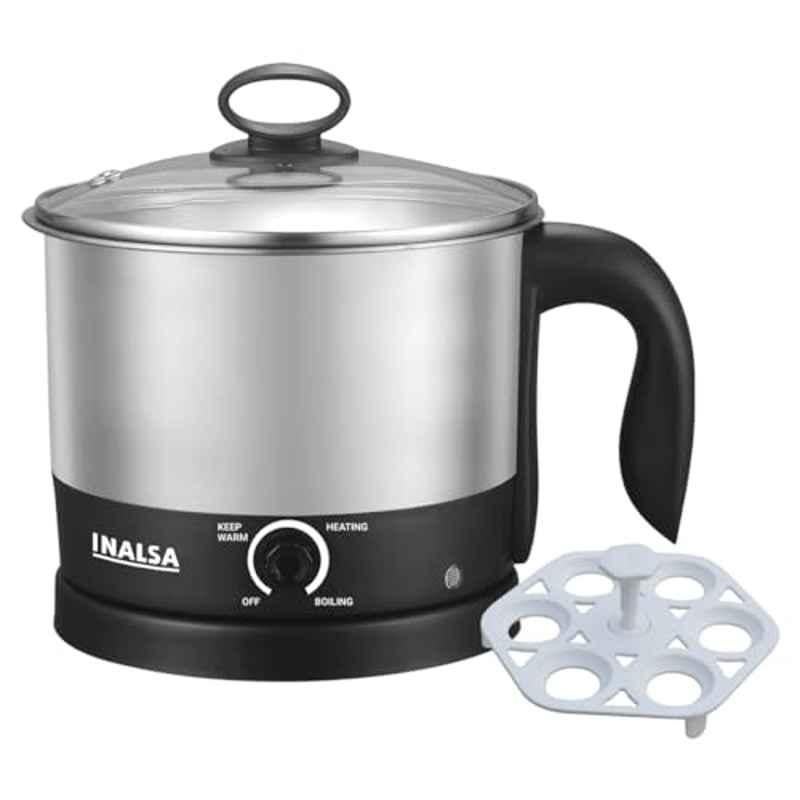 Inalsa MultiCook Nu 700W 1.5 Litre Stainless Steel Kettle with 2 Years Warranty