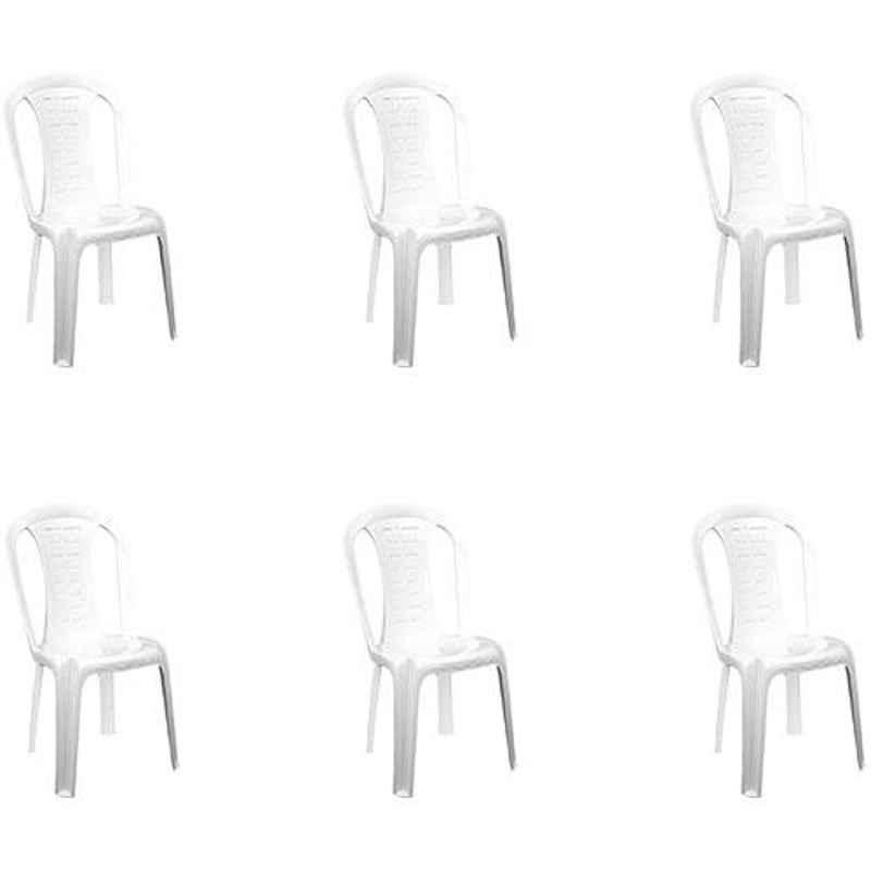 Italica Polypropylene White Luxury Arm Chair, 9312-6 (Pack of 6)